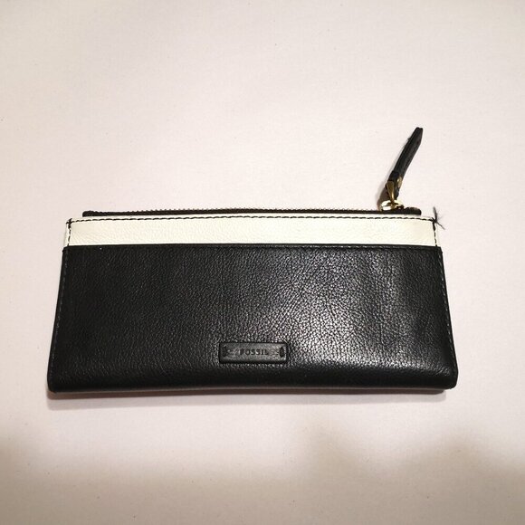 Fossil Slim Wallet Black/White 7.5"x4"x1" - Picture 1 of 6
